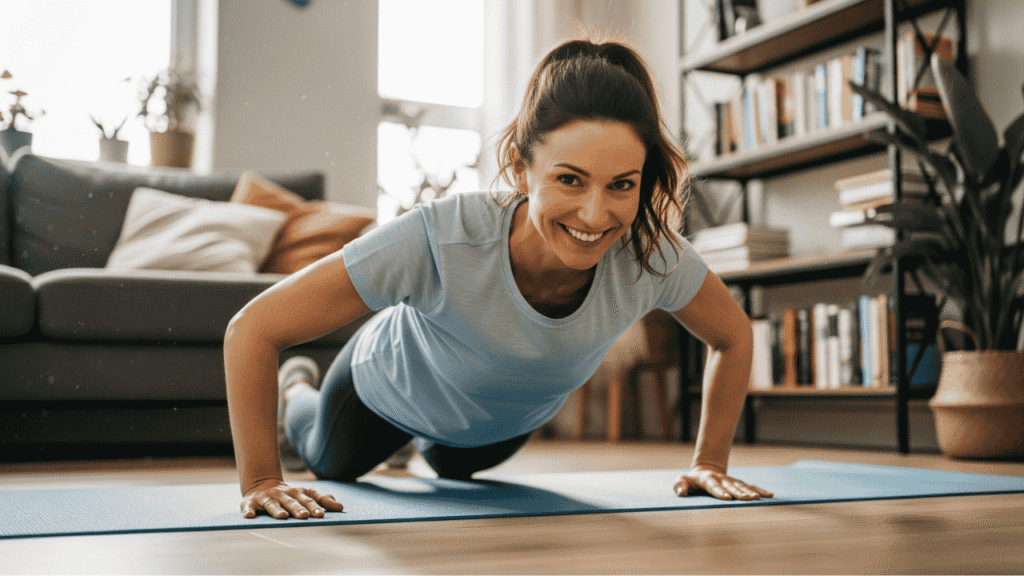 Beginner doing incline push-ups as part of a calisthenics workout