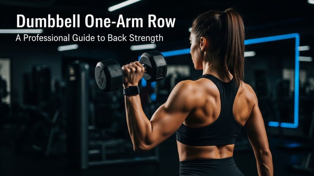 dumbbell one arm row exercise on a bench for back strength