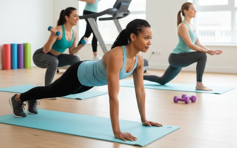 Woman doing squats to burn hormonal belly fat and tone legs